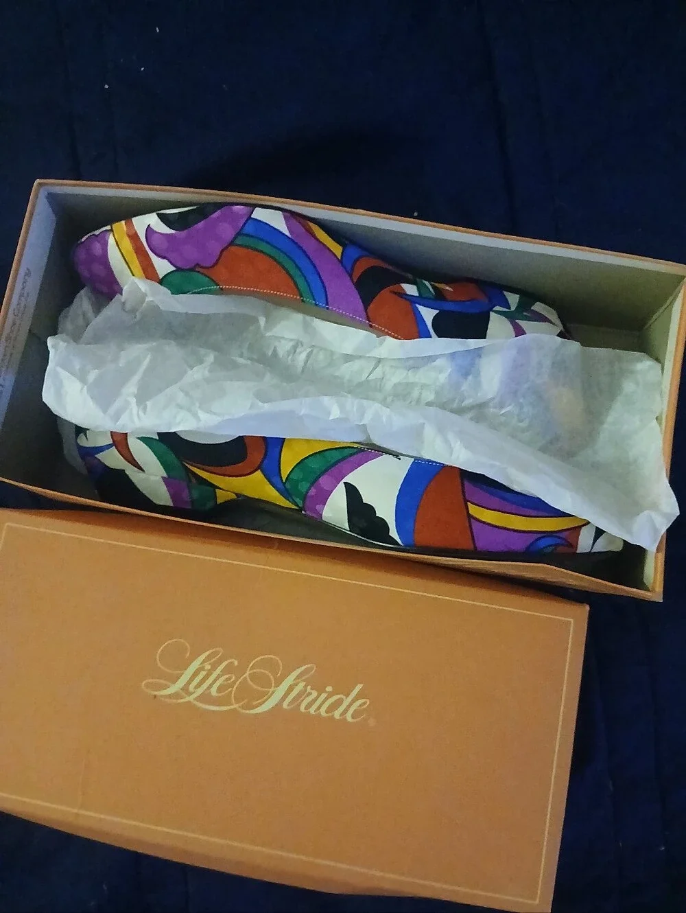 Vintage 80's Life Stride Geometric Abstract Kitten Wedge Heels Size 8.5